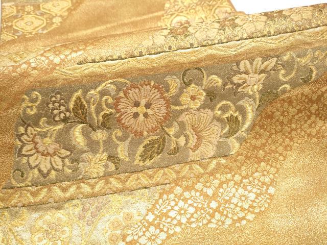 平和屋本店▼六通柄袋帯　更紗花唐草文　本金箔　正絹　逸品　CABL4952hy