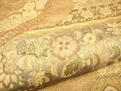 平和屋本店▼六通柄袋帯　更紗花唐草文　本金箔　正絹　逸品　CABL4952hy