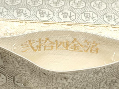 平和屋本店▼太鼓柄袋帯　双寿錦　弐拾四金箔　正絹　逸品　CABL4953hy