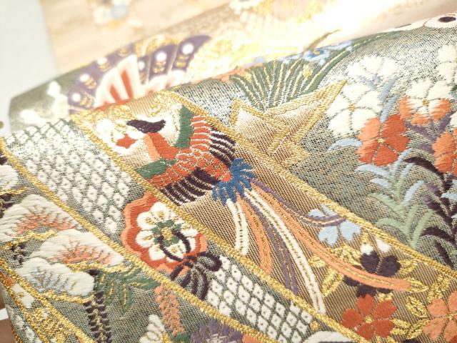 平和屋本店▼六通柄袋帯　唐織　彩華熨斗目文　本金箔九百錦　正絹　逸品　CABL4954hy