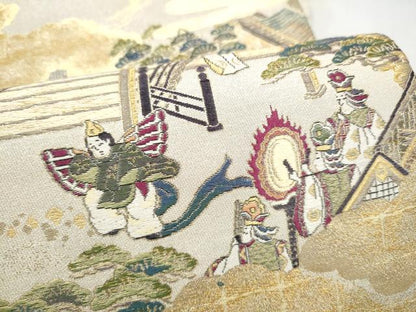 平和屋本店▼六通柄袋帯　源氏物語絵巻　胡蝶　本金箔至宝織　正絹　逸品　CABL4958hy