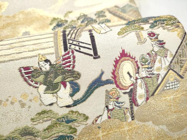 平和屋本店▼六通柄袋帯　源氏物語絵巻　胡蝶　本金箔至宝織　正絹　逸品　CABL4958hy