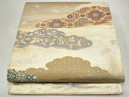 平和屋本店▼六通柄袋帯　唐織　光彩小袖文　本金箔　正絹　逸品　CABL4959hy