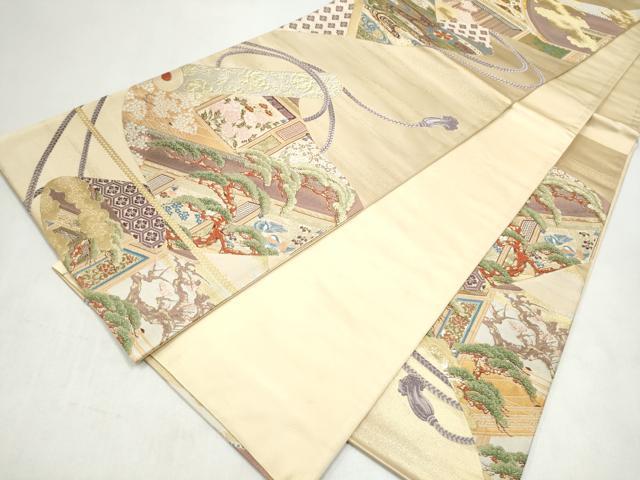 平和屋本店▼六通柄袋帯　唐織　浄瑠璃姫物語　純金箔　正絹　逸品　CABL4960hy