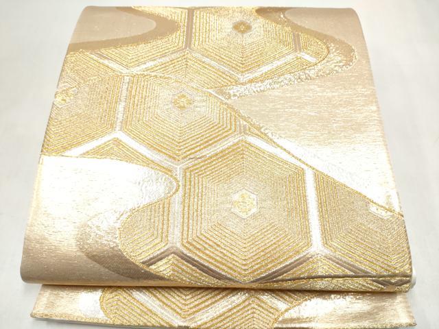 平和屋本店▼六通柄袋帯　銀彩錦　本金二重箔　正絹　逸品　CABL4961hy