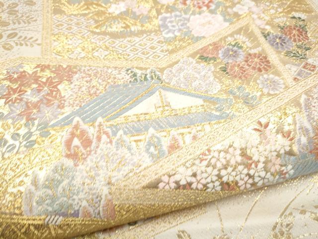 平和屋本店▼六通柄袋帯　唐織　光悦垣　九百　本金箔　正絹　逸品　CABL4962hy