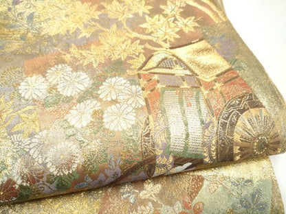 平和屋本店▼全通柄袋帯　美の彩　純金箔　正絹　逸品　CABL4964hy