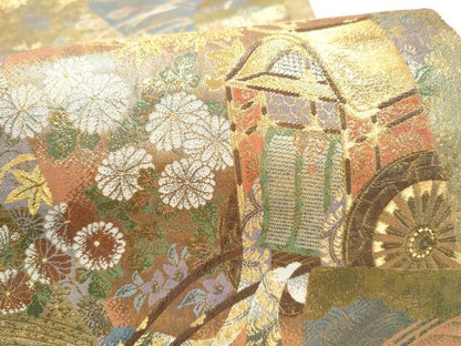 平和屋本店▼全通柄袋帯　美の彩　純金箔　正絹　逸品　CABL4964hy