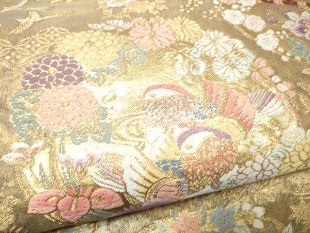 平和屋本店▼六通柄袋帯　唐織　献上花丸文　本金箔　正絹　逸品　CABL4965hy
