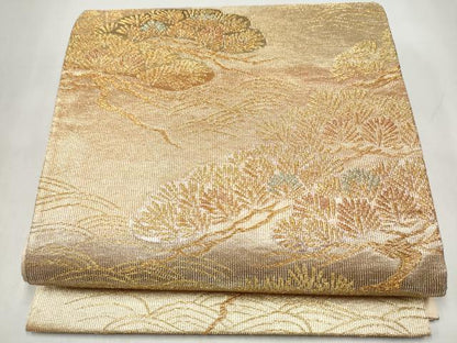 平和屋本店▼六通柄袋帯　綴れ　浜松文　本金箔　正絹　逸品　CABL4966hy
