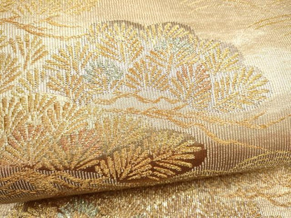 平和屋本店▼六通柄袋帯　綴れ　浜松文　本金箔　正絹　逸品　CABL4966hy