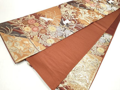 平和屋本店▼六通柄袋帯　歌雅　本金二重箔　正絹　逸品　CABL4967hy