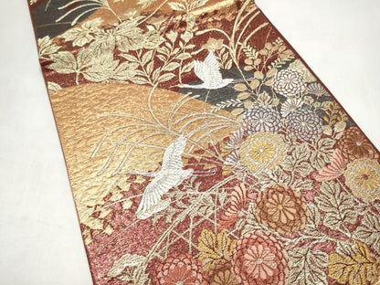 平和屋本店▼六通柄袋帯　歌雅　本金二重箔　正絹　逸品　CABL4967hy