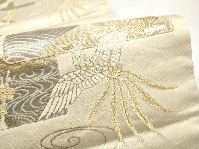 平和屋本店▼六通柄袋帯　色紙重ね鳳凰花文　プラチナ24K織　正絹　逸品　CABL4969hy