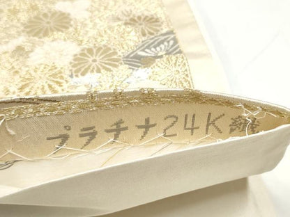 平和屋本店▼六通柄袋帯　色紙重ね鳳凰花文　プラチナ24K織　正絹　逸品　CABL4969hy