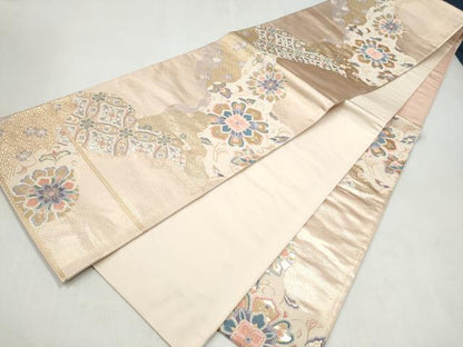 平和屋本店▼六通柄袋帯　唐織　正倉院花文　本金二重織　正絹　逸品　CABL4970hy
