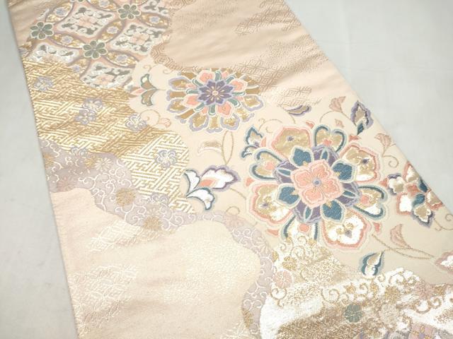 平和屋本店▼六通柄袋帯　唐織　正倉院花文　本金二重織　正絹　逸品　CABL4970hy