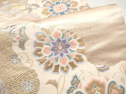 平和屋本店▼六通柄袋帯　唐織　正倉院花文　本金二重織　正絹　逸品　CABL4970hy