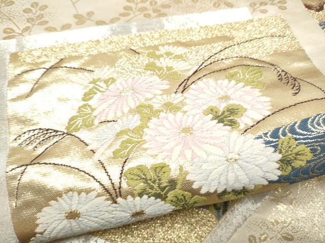 平和屋本店▼六通柄袋帯　唐織　地紙御車花鳥文　本金二重箔　正絹　逸品　CABL4971hy