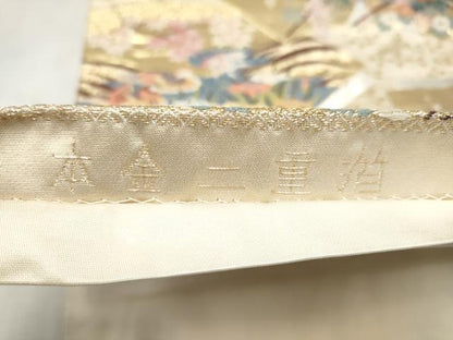 平和屋本店▼六通柄袋帯　唐織　地紙御車花鳥文　本金二重箔　正絹　逸品　CABL4971hy