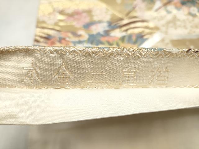 平和屋本店▼六通柄袋帯　唐織　地紙御車花鳥文　本金二重箔　正絹　逸品　CABL4971hy