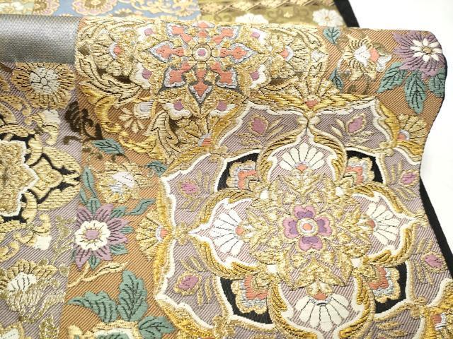 平和屋本店▼六通柄袋帯　唐織　正倉院花文　本金　引箔　正絹　逸品　CABL4975hy