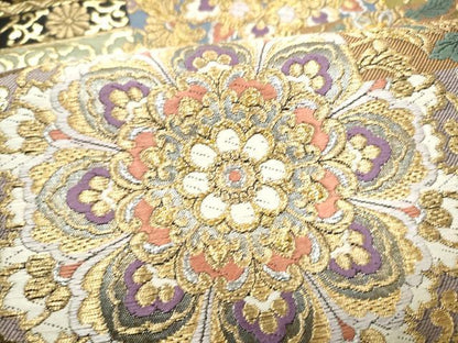 平和屋本店▼六通柄袋帯　唐織　正倉院花文　本金　引箔　正絹　逸品　CABL4975hy