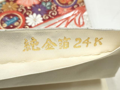 平和屋本店▼六通柄袋帯　唐織　慶長小袖　純金箔24K　正絹　逸品　CABL4978hy
