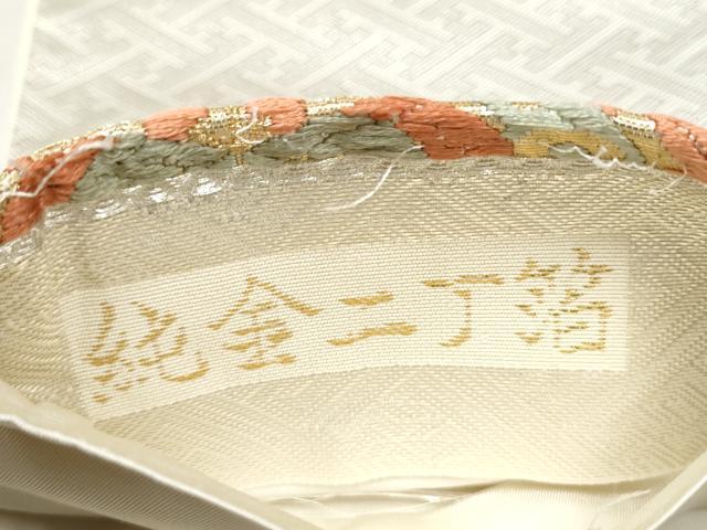 平和屋本店▼六通柄袋帯　扇面草花文　純金二丁箔　正絹　逸品　CABL4979hy