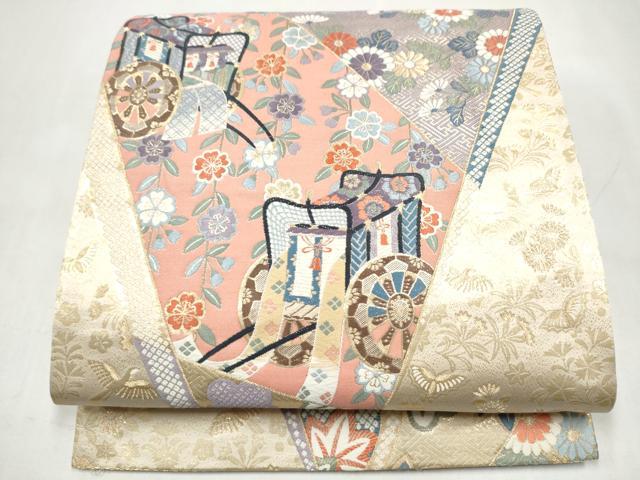 平和屋本店▼六通柄袋帯　唐織　九百錦　瑞典花苑紋　24K純金箔錦　正絹　逸品　CABL4980hy