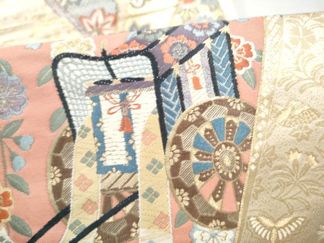 平和屋本店▼六通柄袋帯　唐織　九百錦　瑞典花苑紋　24K純金箔錦　正絹　逸品　CABL4980hy
