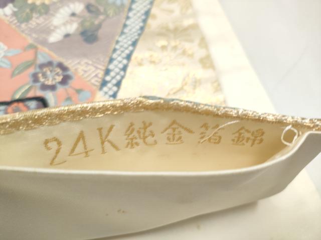 平和屋本店▼六通柄袋帯　唐織　九百錦　瑞典花苑紋　24K純金箔錦　正絹　逸品　CABL4980hy