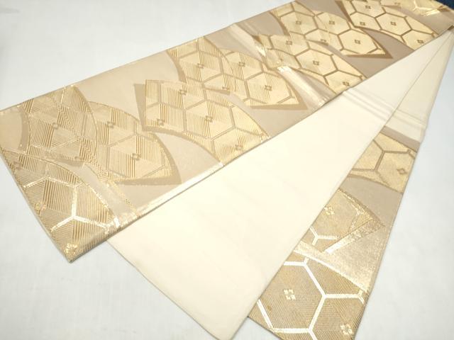 平和屋本店▼六通柄袋帯　銀彩錦　本金二重箔　正絹　逸品　CABL4984hy
