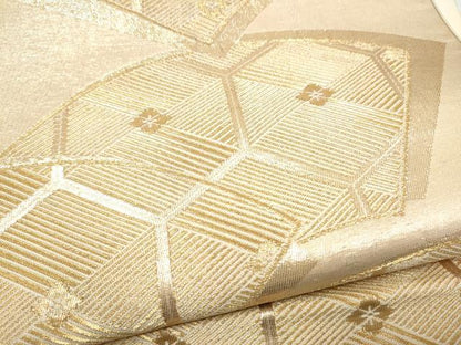 平和屋本店▼六通柄袋帯　銀彩錦　本金二重箔　正絹　逸品　CABL4984hy