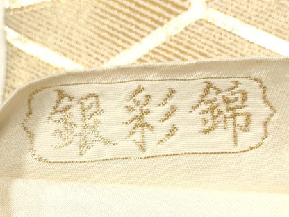 平和屋本店▼六通柄袋帯　銀彩錦　本金二重箔　正絹　逸品　CABL4984hy