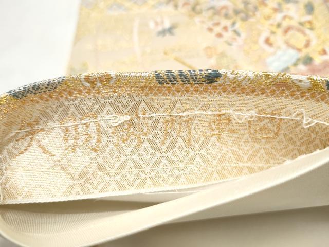 平和屋本店▼六通柄袋帯　矢羽根御所車図　本金箔　正絹　逸品　CABL4987hy