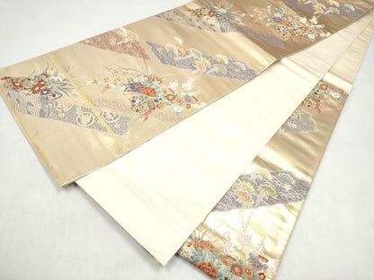 平和屋本店▼六通柄袋帯　花籠文　本金箔　正絹　逸品　CABL4988hy