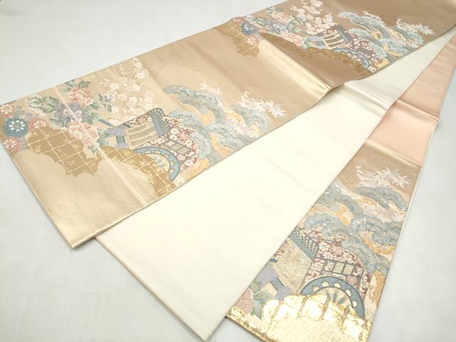 平和屋本店▼六通柄袋帯　唐織　瑞祥錦　純金二重箔　正絹　逸品　CABL4997hy
