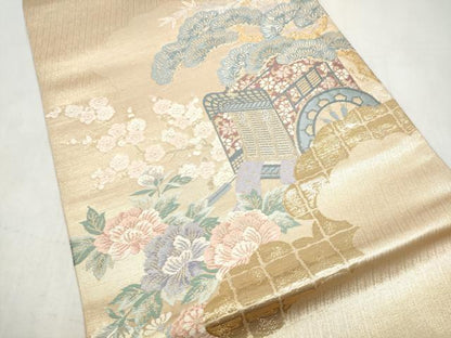平和屋本店▼六通柄袋帯　唐織　瑞祥錦　純金二重箔　正絹　逸品　CABL4997hy