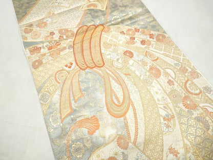 平和屋本店▼六通柄袋帯　慶長熨斗小袖文　本金二重箔　正絹　逸品　CABL4999hy