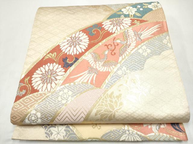 平和屋本店▼六通柄袋帯　唐織　更紗鳳凰花文　純金箔24K　正絹　逸品　CABL5000hy