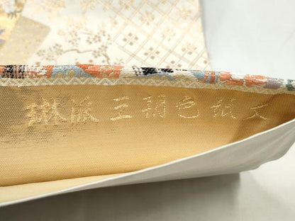 平和屋本店▼六通柄袋帯　琳派王朝色紙文　九百本金箔　正絹　逸品　CABL5004hy