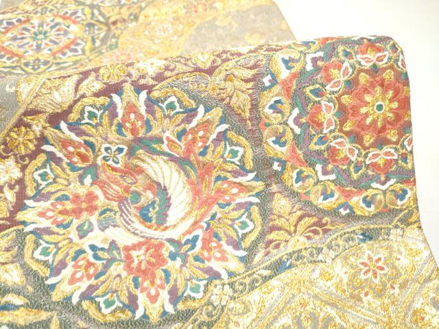 平和屋本店▼六通柄袋帯　唐織　綴織　鳳凰花唐草文　本金箔　　正絹　逸品　CABL5014hy