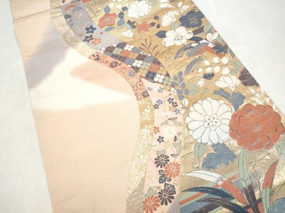 平和屋本店▼六通柄袋帯　辻が花　九百錦　純金箔　正絹　逸品　CABL5017hy