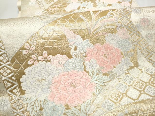 平和屋本店▼六通柄袋帯　唐織　流水草花文　本金箔24K　正絹　逸品　CABL5018hy