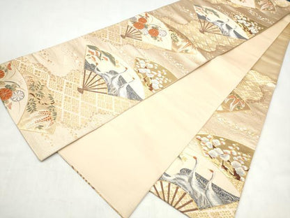 平和屋本店▼六通柄袋帯　唐織　琳派百選　本金二重箔　正絹　逸品　CABL5019hy