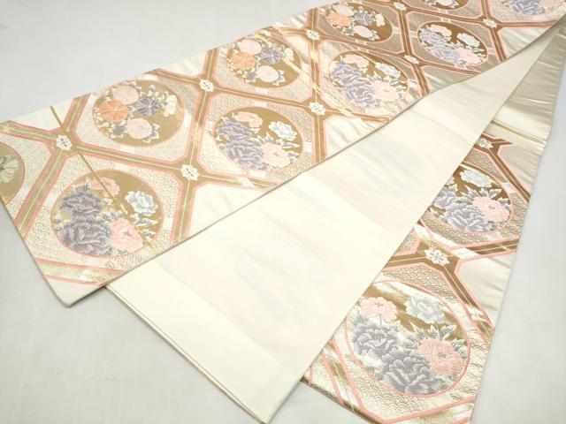 平和屋本店▼六通柄袋帯　唐織　蜀江花文様　純金箔24K　正絹　逸品　CABL5020hy