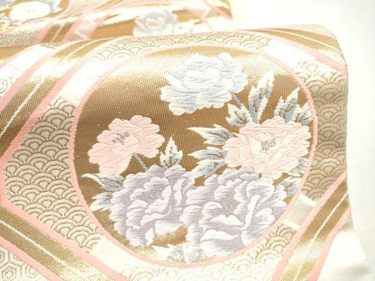 平和屋本店▼六通柄袋帯　唐織　蜀江花文様　純金箔24K　正絹　逸品　CABL5020hy