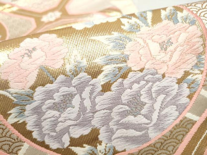 平和屋本店▼六通柄袋帯　唐織　蜀江花文様　純金箔24K　正絹　逸品　CABL5020hy