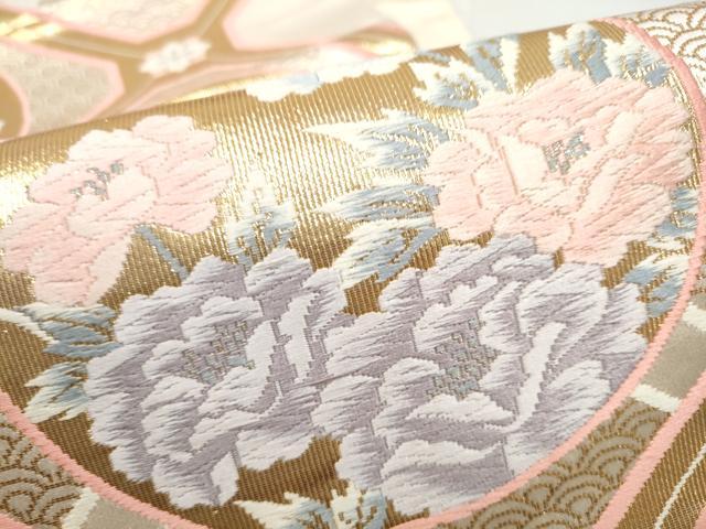 平和屋本店▼六通柄袋帯　唐織　蜀江花文様　純金箔24K　正絹　逸品　CABL5020hy